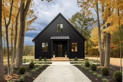 728 Square Foot Contemporary Cabin with Vaulted Living Room and Kitchen