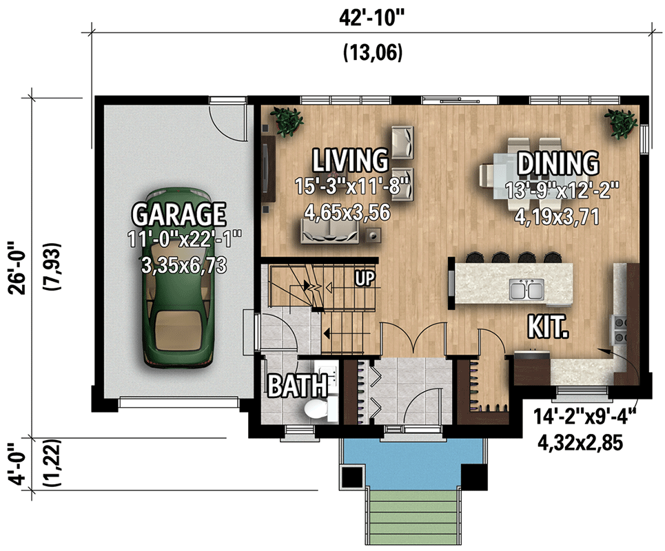 Plan 801047PM: 1508 Square Foot Contemporary 2 Story House Plan - Floor Plan - Main Level - Contemporary, Modern, Northwest