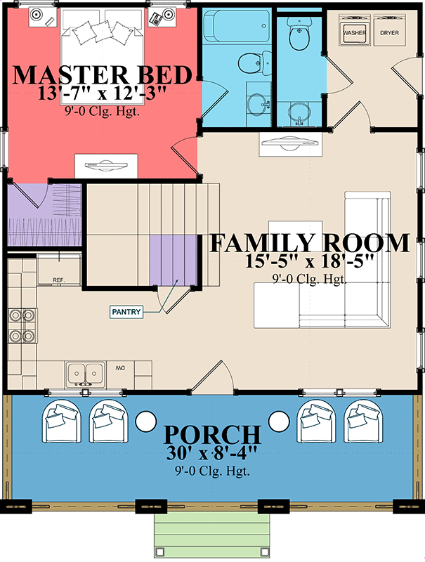 Plan 86374HH: 1546 Square Foot 2-Story Rustic Cottage House Plan - Floor Plan - Main Level - Cabin, Cottage, Craftsman, Rustic, Traditional