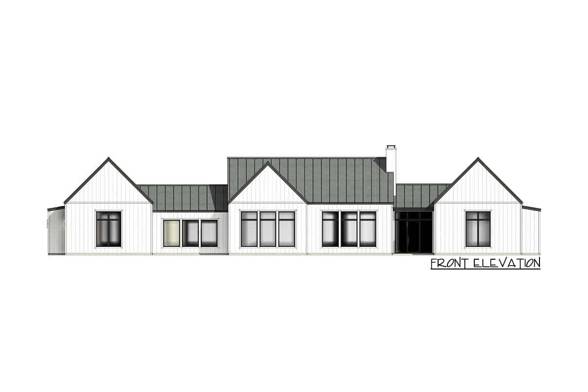 Plan 818049JSS: 4-Bed Modern Ranch Home Plan Over 3000 Square Feet with 3-Car Garage - Image #2 - Contemporary, Country, Modern, New American, Ranch, Southwest