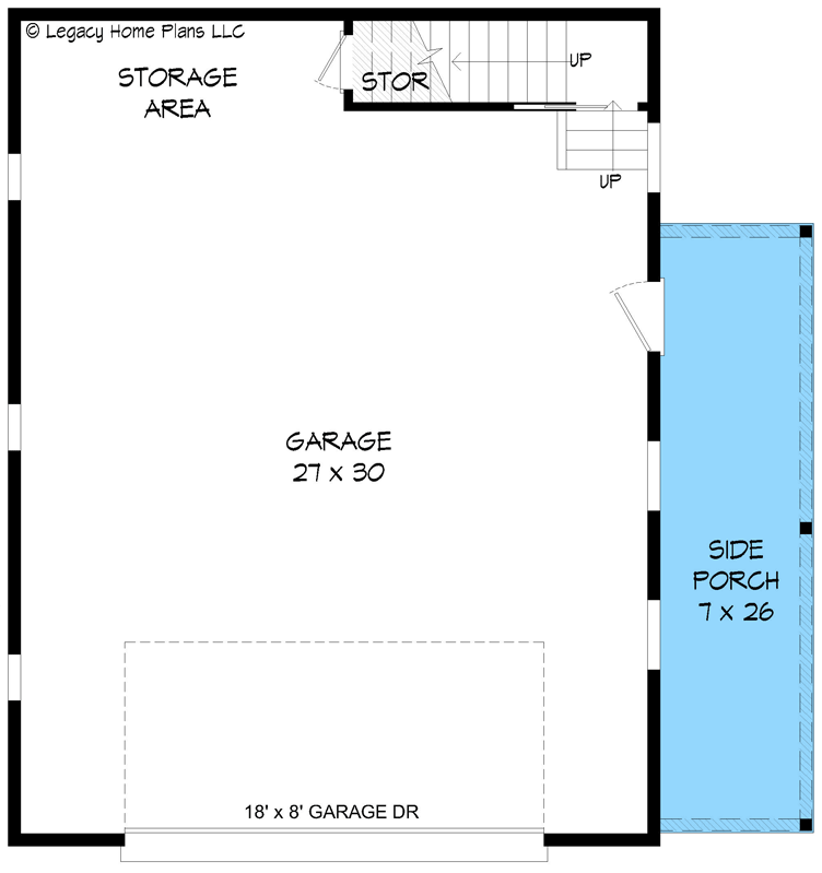 Plan 680115VR: 662 Square Foot 2-Car Garage - Floor Plan - Main Level - Traditional