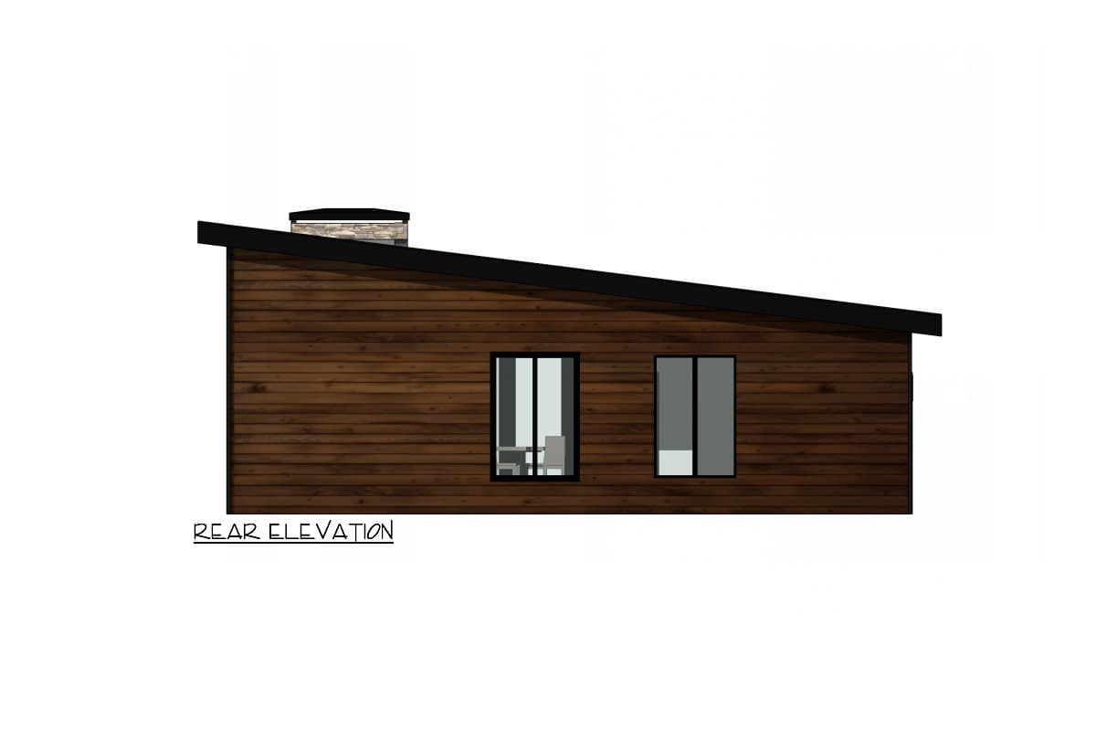 Plan 420091WNT: Sleek 938 Square Foot 2-Bed House Plan with Up-Sloping Ceiling - Image #4 - Cabin, Contemporary, Country, Mountain, New American, Northwest, Ranch, Rustic