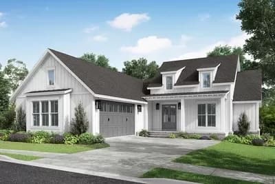 3 Bedroom Modern Farmhouse Under 2,000 Square Feet with Courtyard Garage