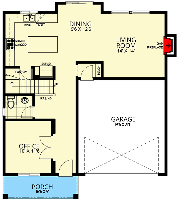 Plan 267011SPK: Transitional House Plan with Home Office - Floor Plan - Main Level