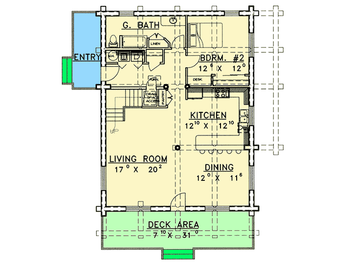 Plan 35005GH: Rugged Log House Plan - Floor Plan - Main Level - Log Cabin, Mountain, Rustic