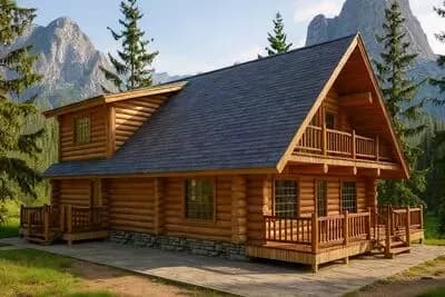 Rugged Log House Plan