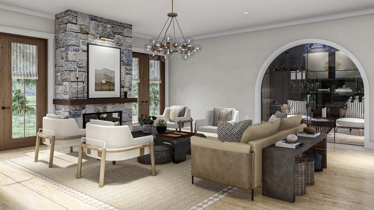 Plan 623224DJ: 4000 Square Foot Modern French Country House Plan with Beautiful Library - Image #7 - Contemporary, European, French Country, Mountain, New American, Rustic, Transitional