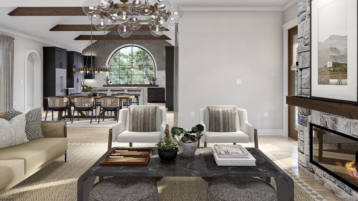 Plan 623224DJ: 4000 Square Foot Modern French Country House Plan with Beautiful Library - Image #8 - Contemporary, European, French Country, Mountain, New American, Rustic, Transitional