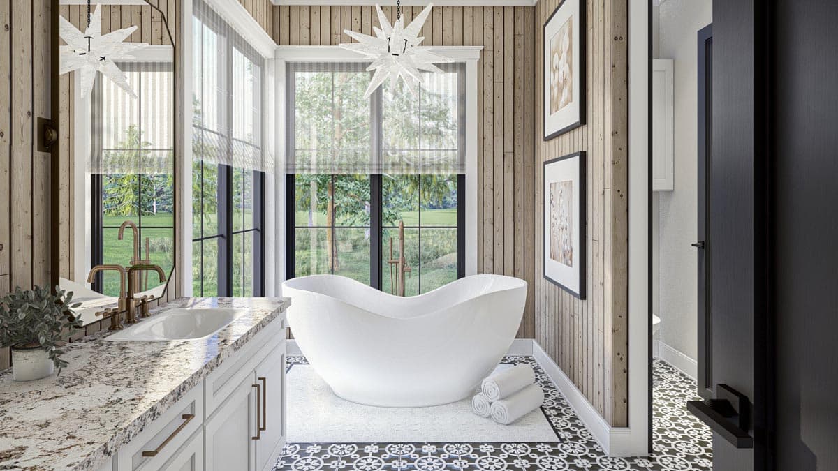 Plan 623224DJ: 4000 Square Foot Modern French Country House Plan with Beautiful Library - Image #16 - Contemporary, European, French Country, Mountain, New American, Rustic, Transitional