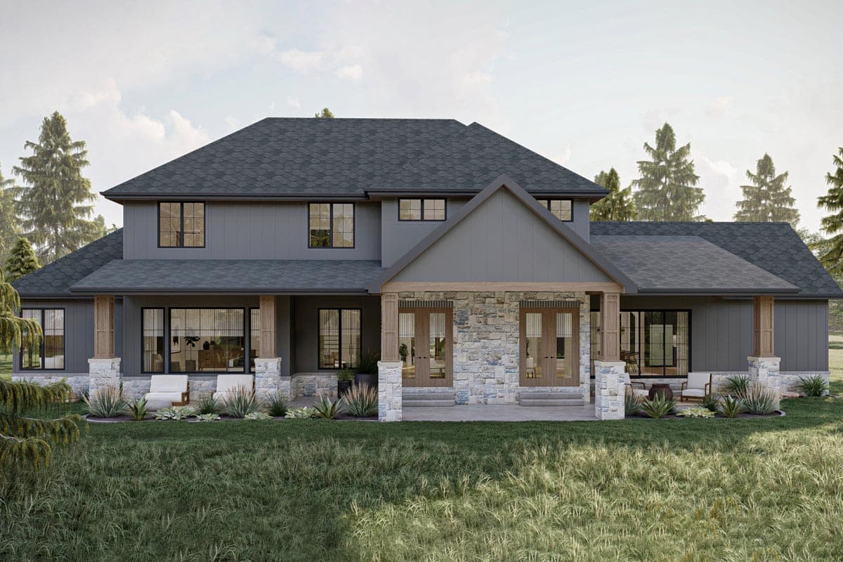Plan 623224DJ: 4000 Square Foot Modern French Country House Plan with Beautiful Library - Image #18 - Contemporary, European, French Country, Mountain, New American, Rustic, Transitional