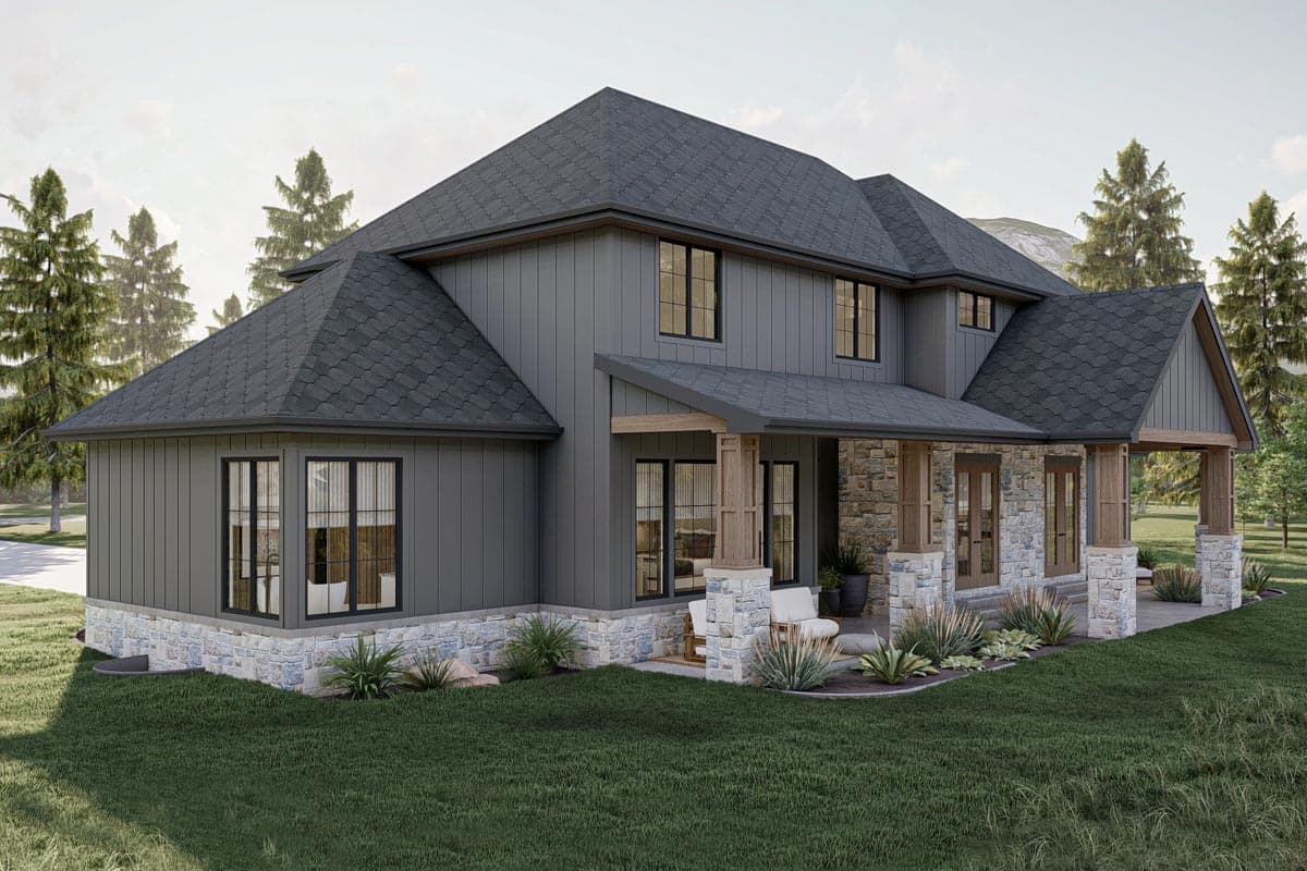 Plan 623224DJ: 4000 Square Foot Modern French Country House Plan with Beautiful Library - Image #19 - Contemporary, European, French Country, Mountain, New American, Rustic, Transitional