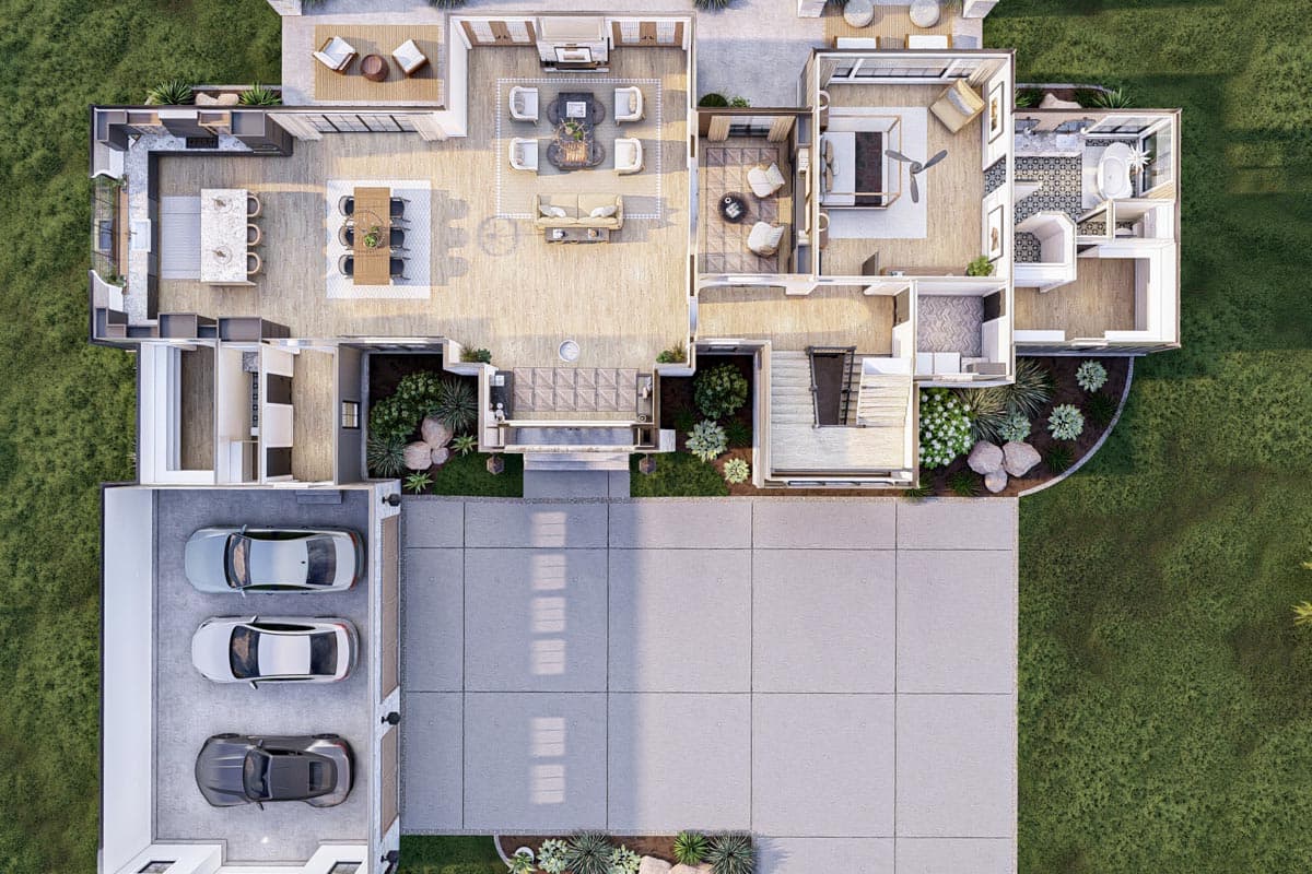 Plan 623224DJ: 4000 Square Foot Modern French Country House Plan with Beautiful Library - Image #22 - Contemporary, European, French Country, Mountain, New American, Rustic, Transitional