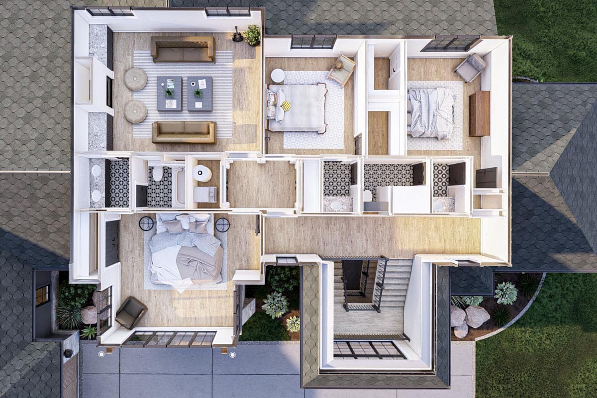 Plan 623224DJ: 4000 Square Foot Modern French Country House Plan with Beautiful Library - Image #23 - Contemporary, European, French Country, Mountain, New American, Rustic, Transitional