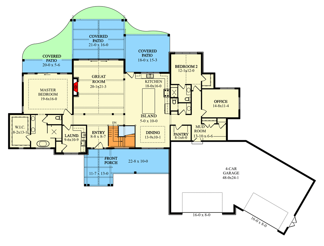 Plan 95200RW: Country Ranch Plan with Optional Walkout Basement - 2776 Sq Ft - Floor Plan - Main Level - Contemporary, Cottage, Country, Craftsman, Ranch