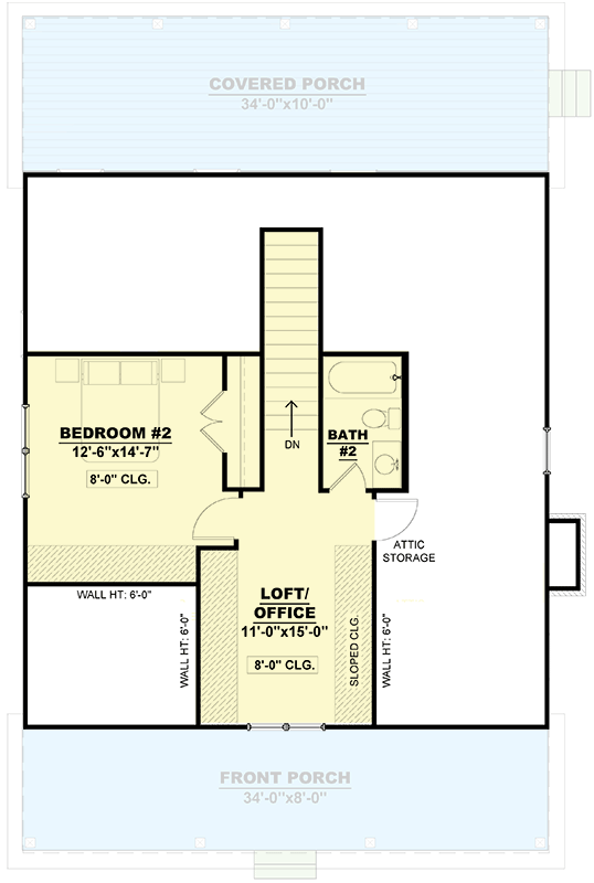 Plan 810016RBT: Country Home Plan with Flex Room and 8- and 10-Foot Deep Porches Front and Back - Floor Plan - 2nd Floor - Cabin, Cottage, Country, Rustic, Traditional