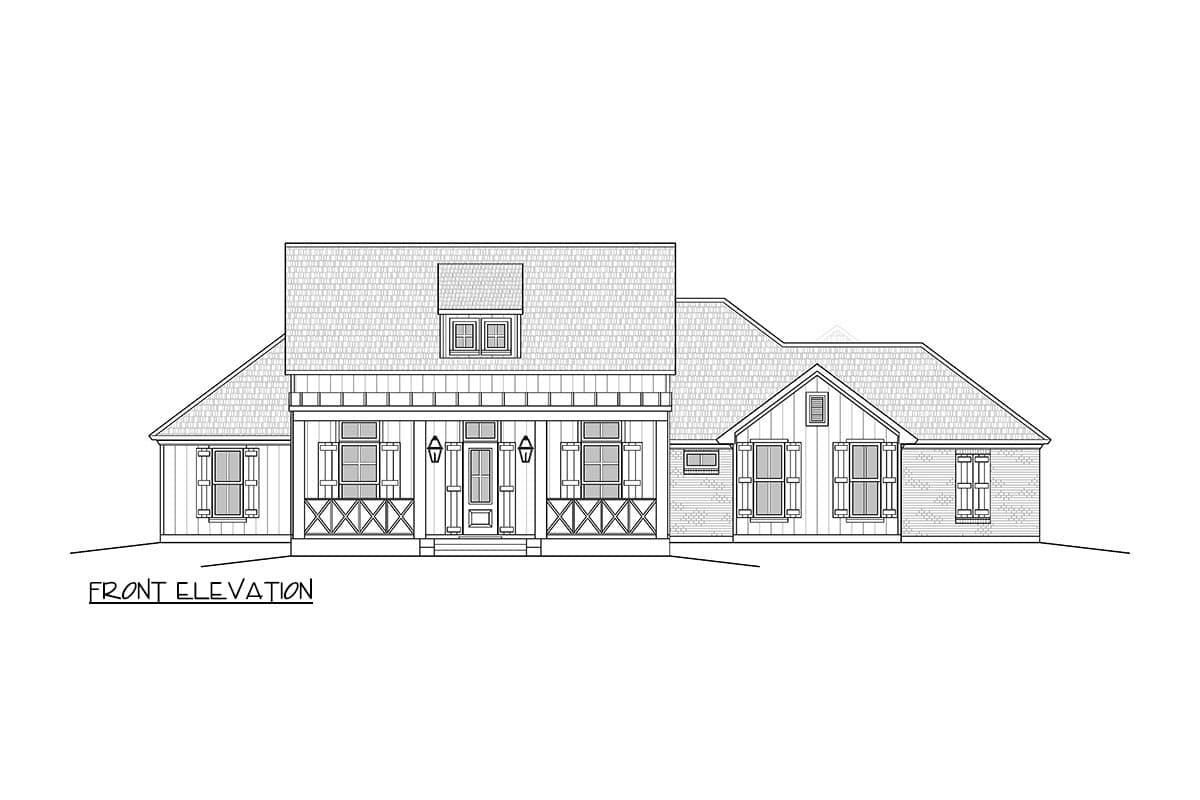 Plan 125002LEW: 2259 Square Foot Acadian-Style Farmhouse Plan with Outdoor Kitchen - Image #14 - Acadian, Country, Farmhouse, Modern Farmhouse, New American, Southern, Southern Traditional, Traditional