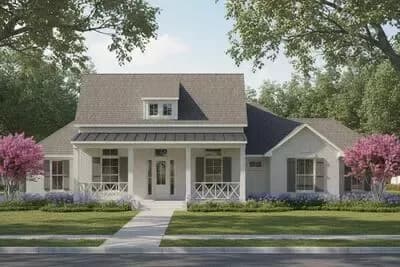 2259 Square Foot Acadian-Style Farmhouse Plan with Outdoor Kitchen