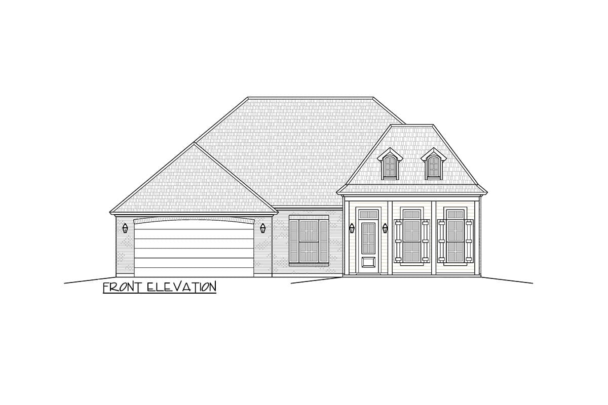 Plan 125003LEW: 2103 Square Foot Contemporary French Country House Plan - Image #7 - Acadian, Cottage, European, French Country, Louisiana-Style, Southern, Traditional