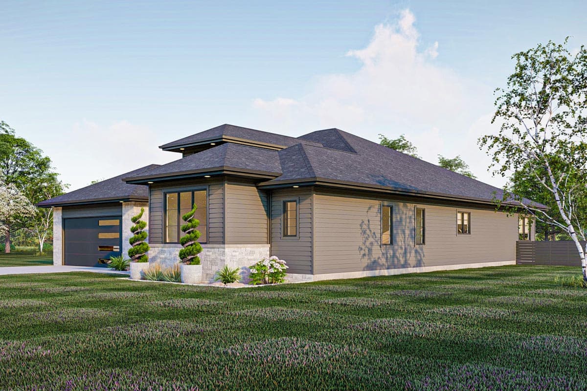 Plan 623225DJ: 4-Bed Modern Prairie-Style House Plan Just Under 3,000 Square Feet - Image #5 - Contemporary, Mid Century Modern, Modern, Prairie, Ranch