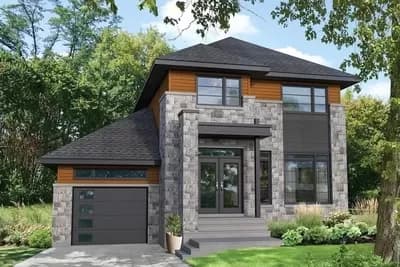 2-Story Modern House Plan Under 2500 Square Feet with 3 Upstairs Bedrooms