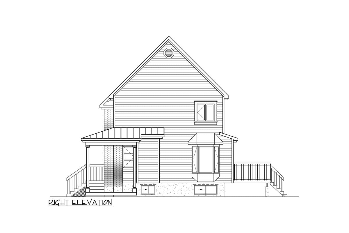 Plan 801057PM: Compact 3 Bedroom House Plan with 1100 Square Feet and a 1-Car Garage - Image #4 - Country, Traditional