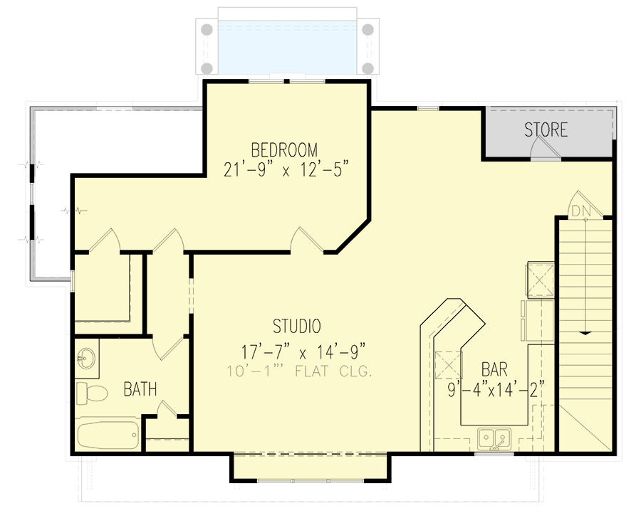 Plan 25805GE: 942 Square Foot Craftsman Garage Apartment - Floor Plan - 2nd Floor - Country, Craftsman, New American, Rustic