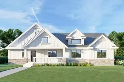 800 Square Foot New American House Plan with 1 Bed and 2 Car Garage