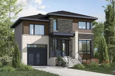 Modern Home Plan with 3 Bedrooms Upstairs