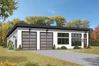 1740 Square Foot 1-Bed Modern Home Plan with Home Office