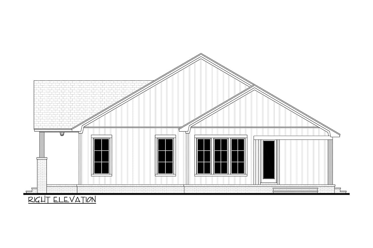 Plan 51934HZ: 3-Bed Modern Farmhouse Cottage Under 1600 Square Feet - Image #7 - Cottage, Country, Craftsman, Modern Farmhouse