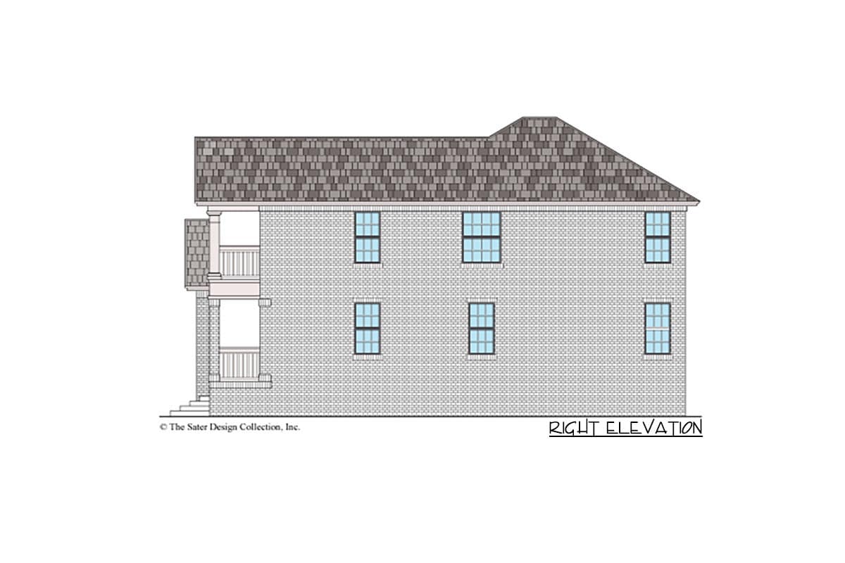 Plan 340112STR: 4-Bed Narrow House Plan Under 2400 Square Feet with Stacked Porches  - Image #5 - Country, Louisiana-Style, Southern, Traditional
