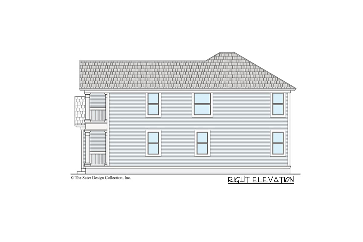 Plan 340114STR: Southern Traditional House Plan Under 2400 Square Feet with Stacked Porches  - Image #7 - Country, Louisiana-Style, Southern, Southern Traditional, Traditional