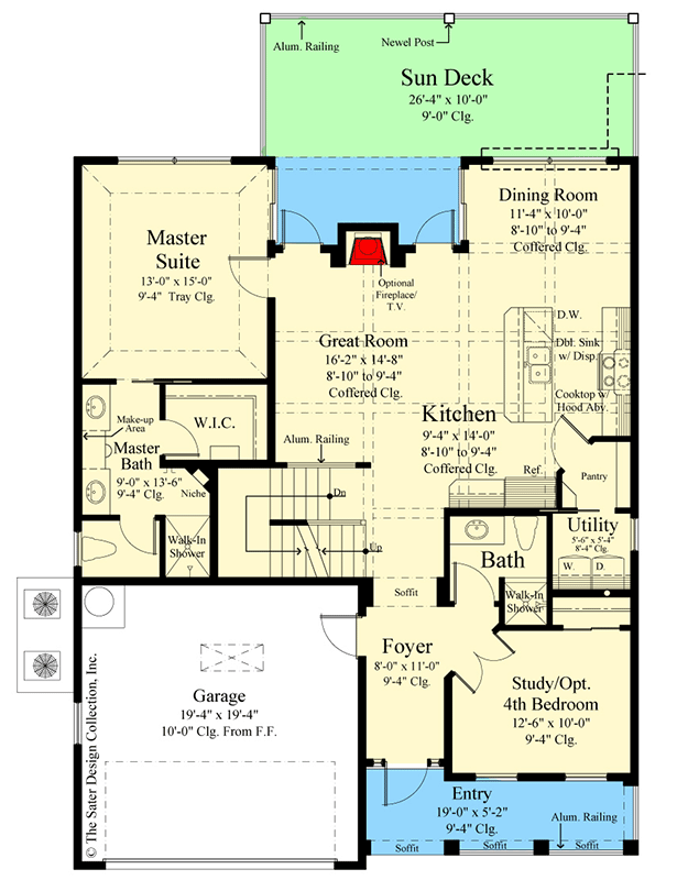 Plan 340115STR: Narrow Lot House Plan with Game Room and Multi-Generational Lower Level Apartment - Floor Plan - Main Level - Southern, Traditional, Transitional