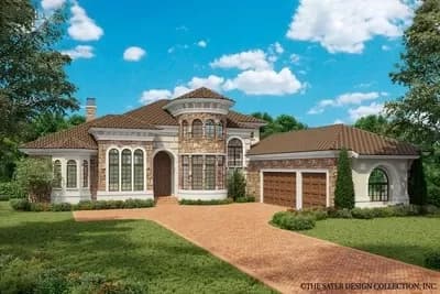 Modern Tuscan House Plan Over 3500 Square Feet with Second Floor Deck