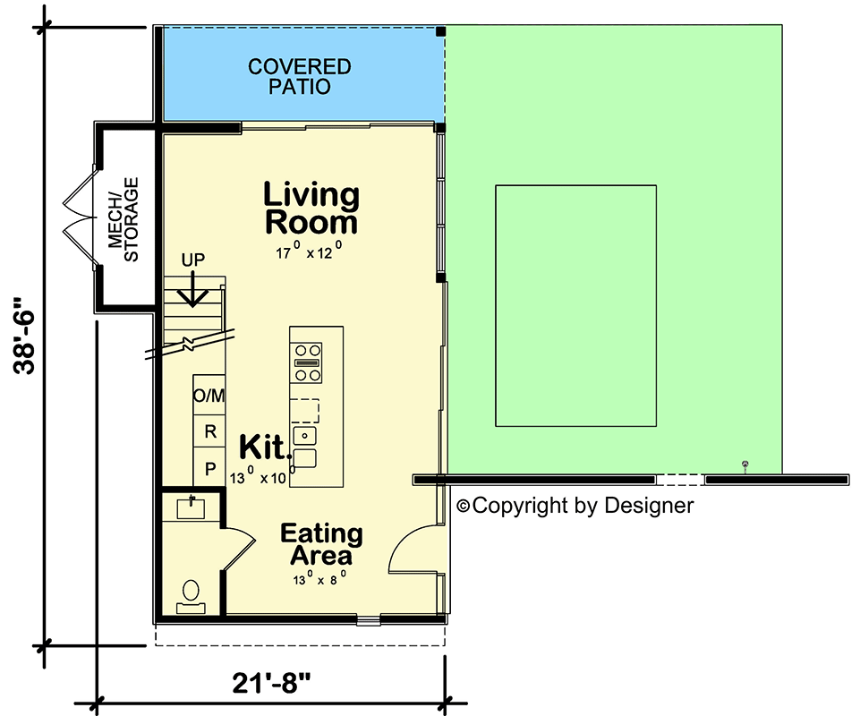 Plan 42437DB: Two-Story Modern Guest House Plan with Privacy Wall - Floor Plan - Main Level - Contemporary, Mid Century Modern, Modern