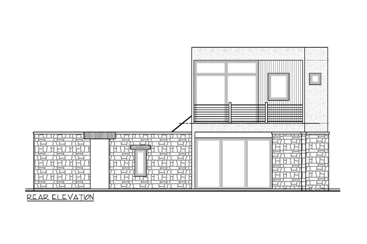 Plan 42437DB: Two-Story Modern Guest House Plan with Privacy Wall - Image #8 - Contemporary, Mid Century Modern, Modern