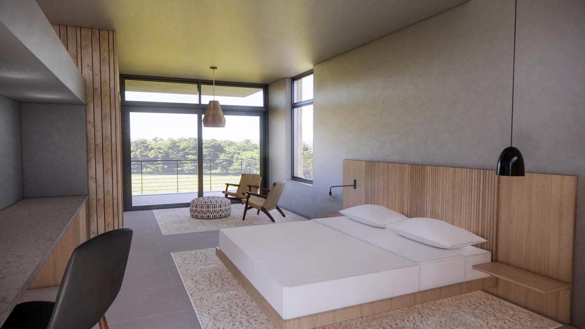 Plan 42437DB: Two-Story Modern Guest House Plan with Privacy Wall - Image #6 - Contemporary, Mid Century Modern, Modern