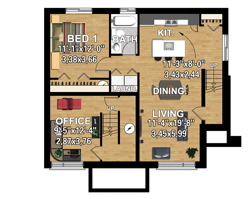 Plan 801075PM: Contemporary 2 Bed House Plan with Separate Basement Apartment - 2022 Sq Ft - Floor Plan - Lower Level - Contemporary