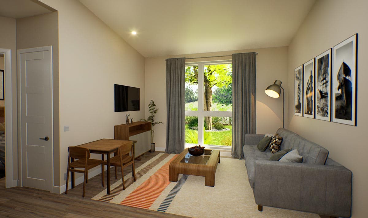 Plan 69795AM: 442 Square Foot Minimalist's Dream Home Plan - Image #4 - Contemporary, Northwest, Traditional