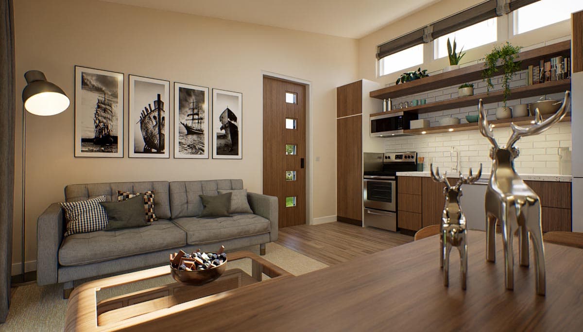 Plan 69795AM: 442 Square Foot Minimalist's Dream Home Plan - Image #8 - Contemporary, Northwest, Traditional