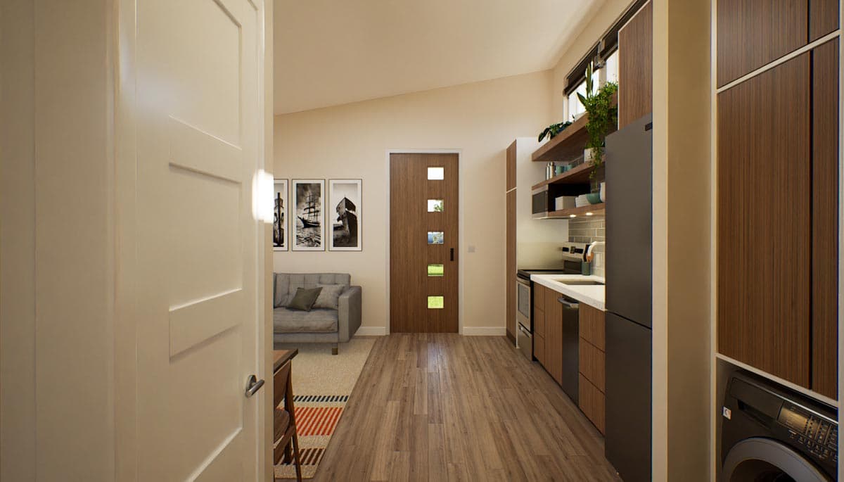 Plan 69795AM: 442 Square Foot Minimalist's Dream Home Plan - Image #10 - Contemporary, Northwest, Traditional