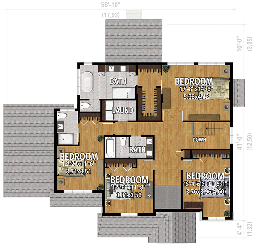 Plan 801079PM: 2-Story Transitional Farmhouse Plan with Over 3,000 Square Feet of Living Space - Floor Plan - 2nd Floor - Farmhouse, Modern Farmhouse, New American, Northwest