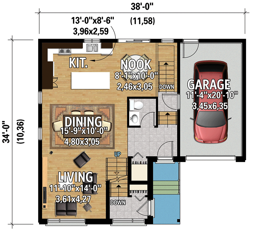 Plan 801080PM: Multi-Generational Modern Home Plan Under 2500 Square Feet - Floor Plan - Main Level - Modern, Northwest