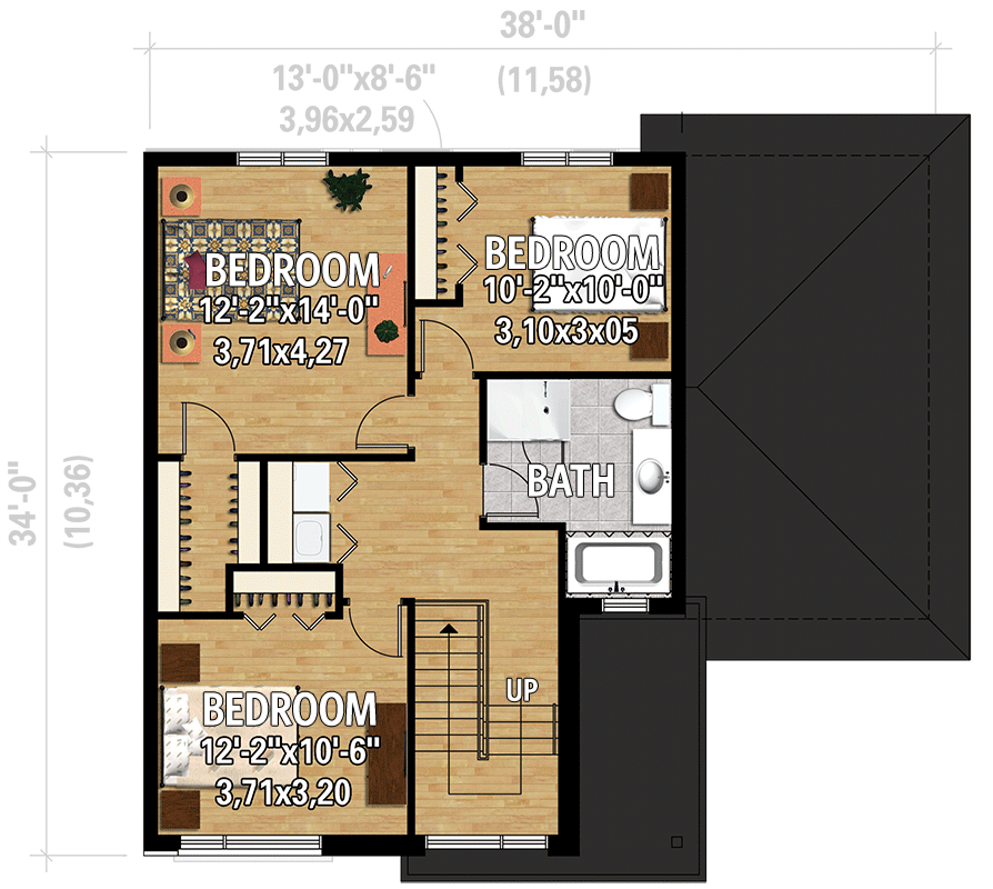 Plan 801080PM: Multi-Generational Modern Home Plan Under 2500 Square Feet - Floor Plan - 2nd Floor - Modern, Northwest