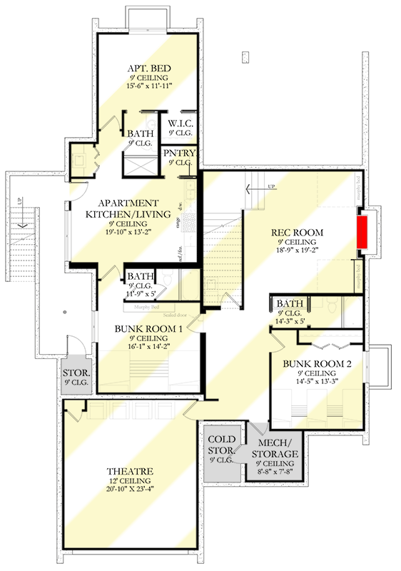 Plan 490114NAH: Scandinavian-Style House Plan Under 2300 Square Feet with Outdoor Fireplace - Floor Plan - Optional Basement Layout - Contemporary, European, Scandinavian, Transitional