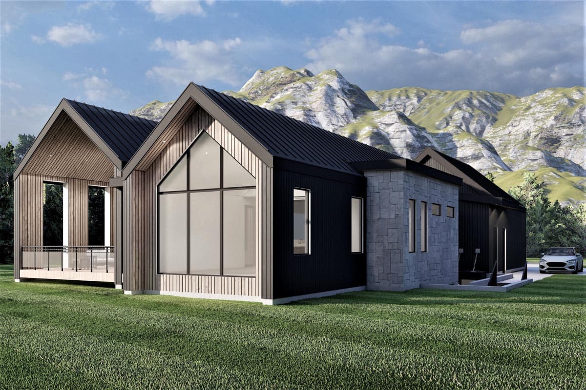 Plan 490114NAH: Scandinavian-Style House Plan Under 2300 Square Feet with Outdoor Fireplace - Image #4 - Contemporary, European, Scandinavian, Transitional