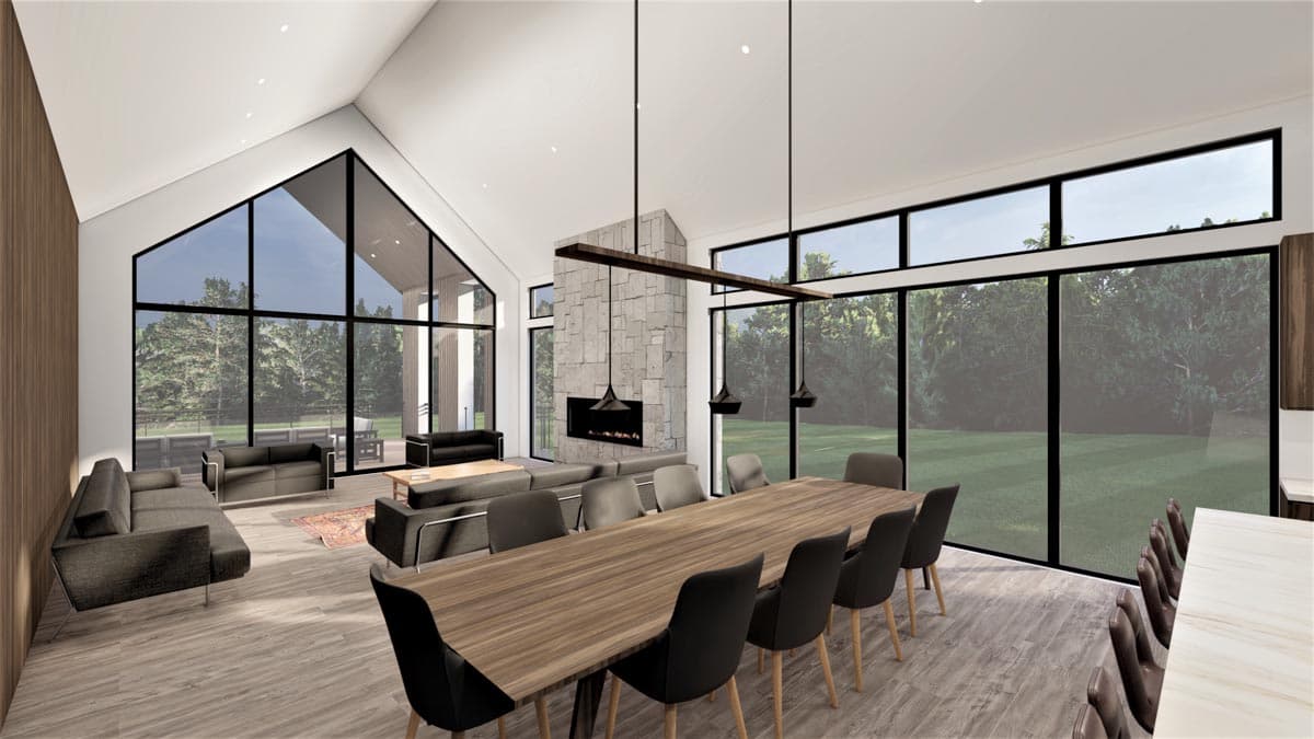 Plan 490114NAH: Scandinavian-Style House Plan Under 2300 Square Feet with Outdoor Fireplace - Image #6 - Contemporary, European, Scandinavian, Transitional