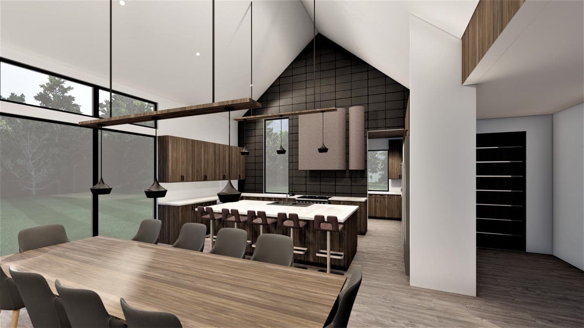 Plan 490114NAH: Scandinavian-Style House Plan Under 2300 Square Feet with Outdoor Fireplace - Image #7 - Contemporary, European, Scandinavian, Transitional