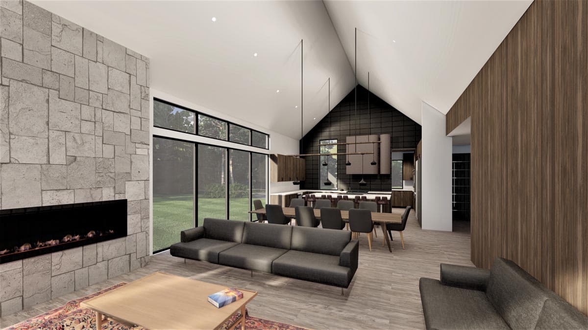 Plan 490114NAH: Scandinavian-Style House Plan Under 2300 Square Feet with Outdoor Fireplace - Image #8 - Contemporary, European, Scandinavian, Transitional