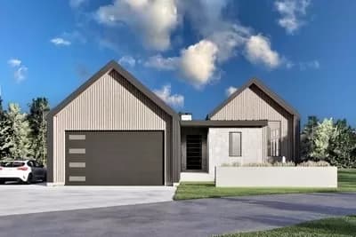 Scandinavian-Style House Plan Under 2300 Square Feet with Outdoor Fireplace